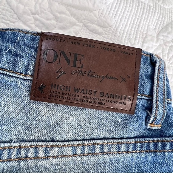 One Teaspoon Shorts Women 25 High Waist Bandits Relaxed Fit Twisted Cuff Hem B21 - Picture 5 of 10